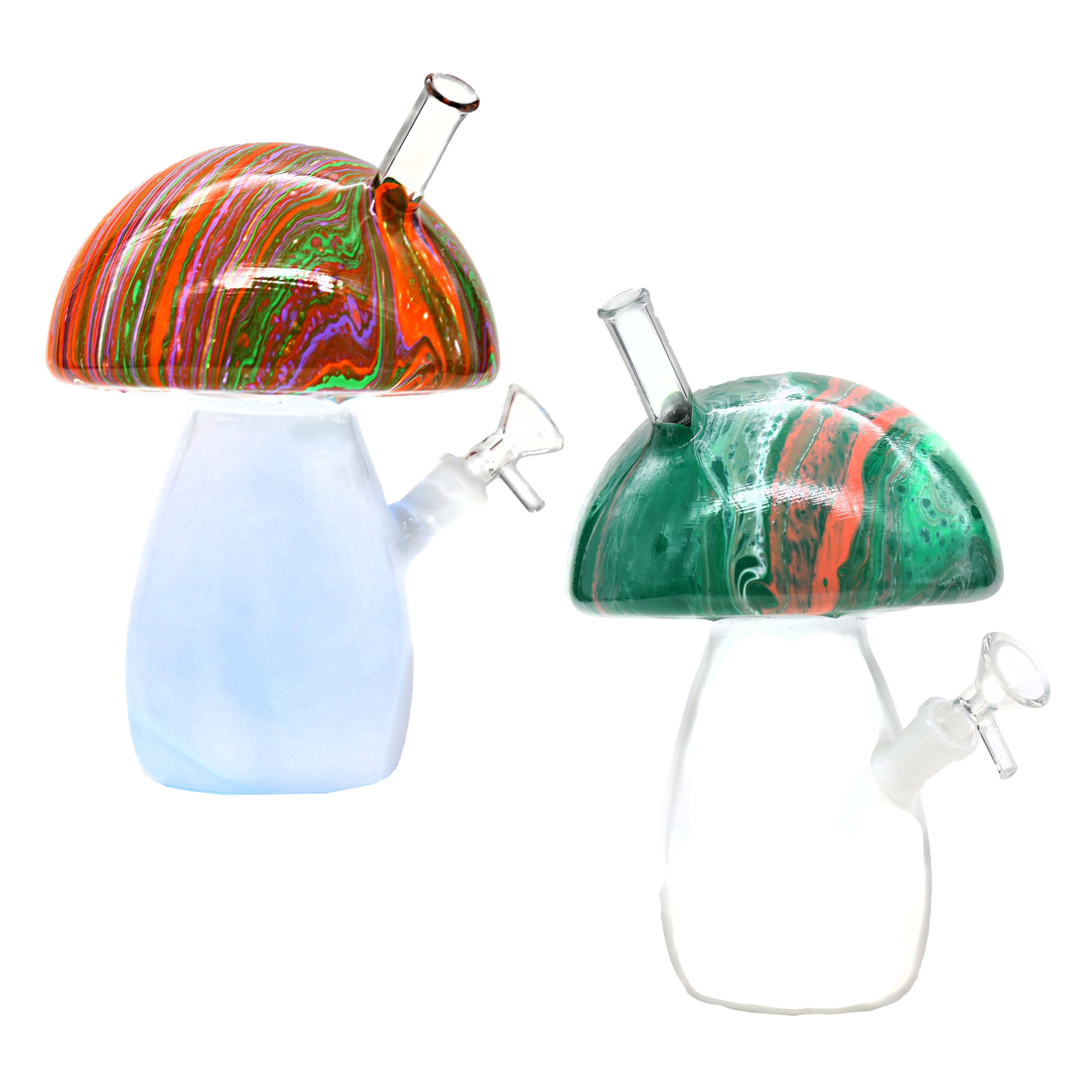 Dabtized Trippy Mushroom LED Glass Waterpipe (MSH-002-2) | 10 inch | Assorted Colors product image